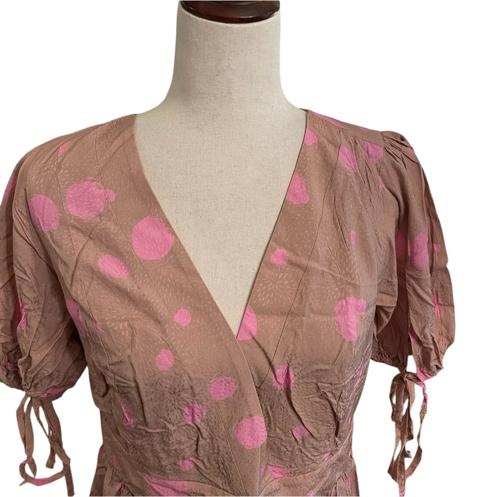 Ted Baker London Stefina Pastel Brown/Pink Polka Dot Tiered Mini Dres
